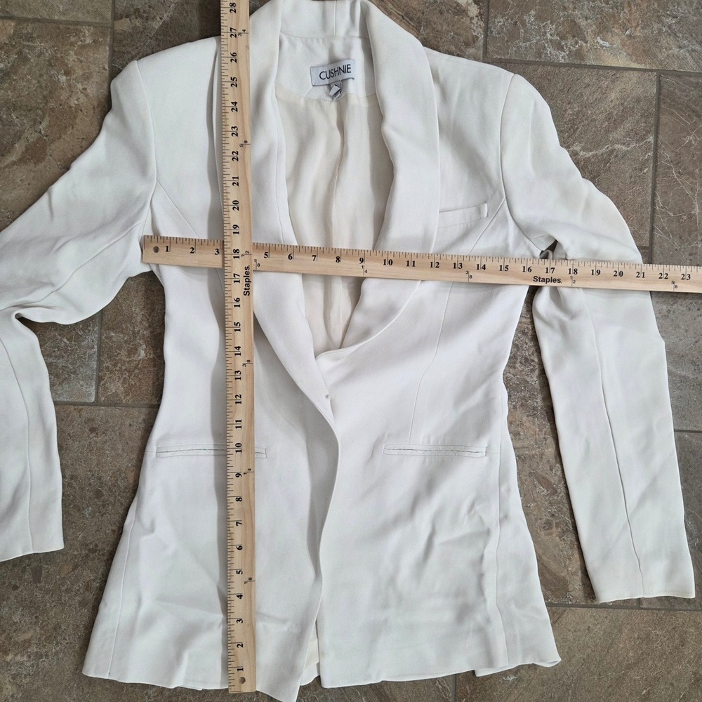 Cushnie Womens White Shawl Collar Blazer Jacket Silk Lining Size 4 Made in USA - Picture 4 of 6
